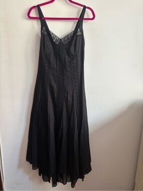 Charo Ruiz black lace maxi dress with floral embroidery